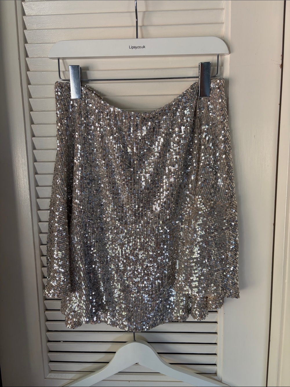 Free People Silver Sequin Mini Skirt